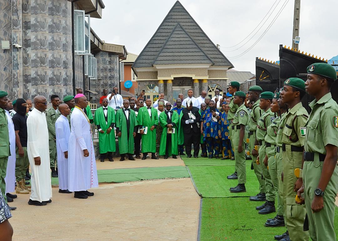 Dedication procession with clergy and honour guard